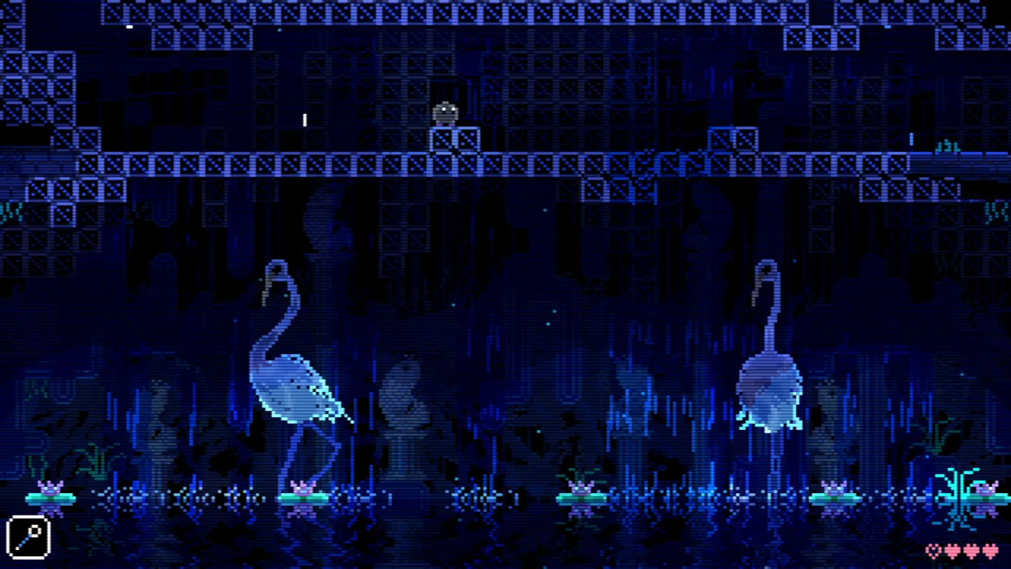 Animal Well blue pixel-art exploration gameplay screenshot